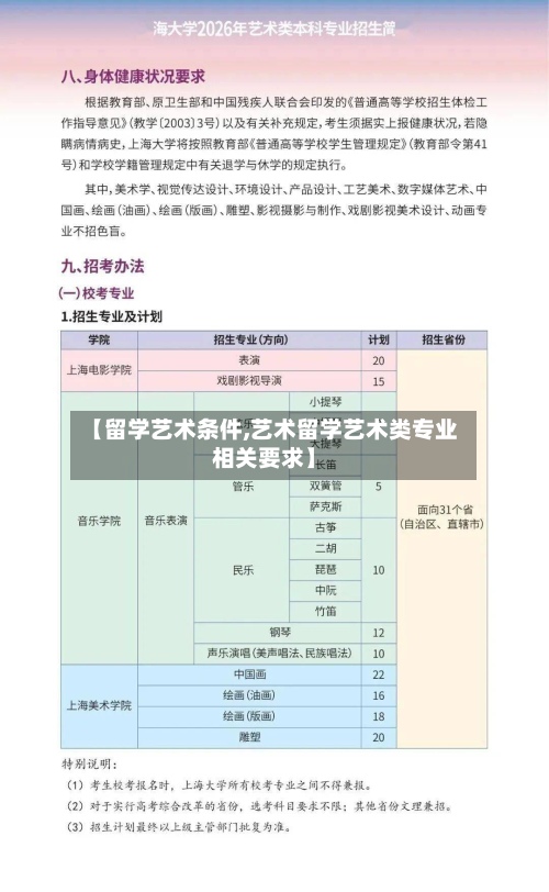 【留学艺术条件,艺术留学艺术类专业相关要求】